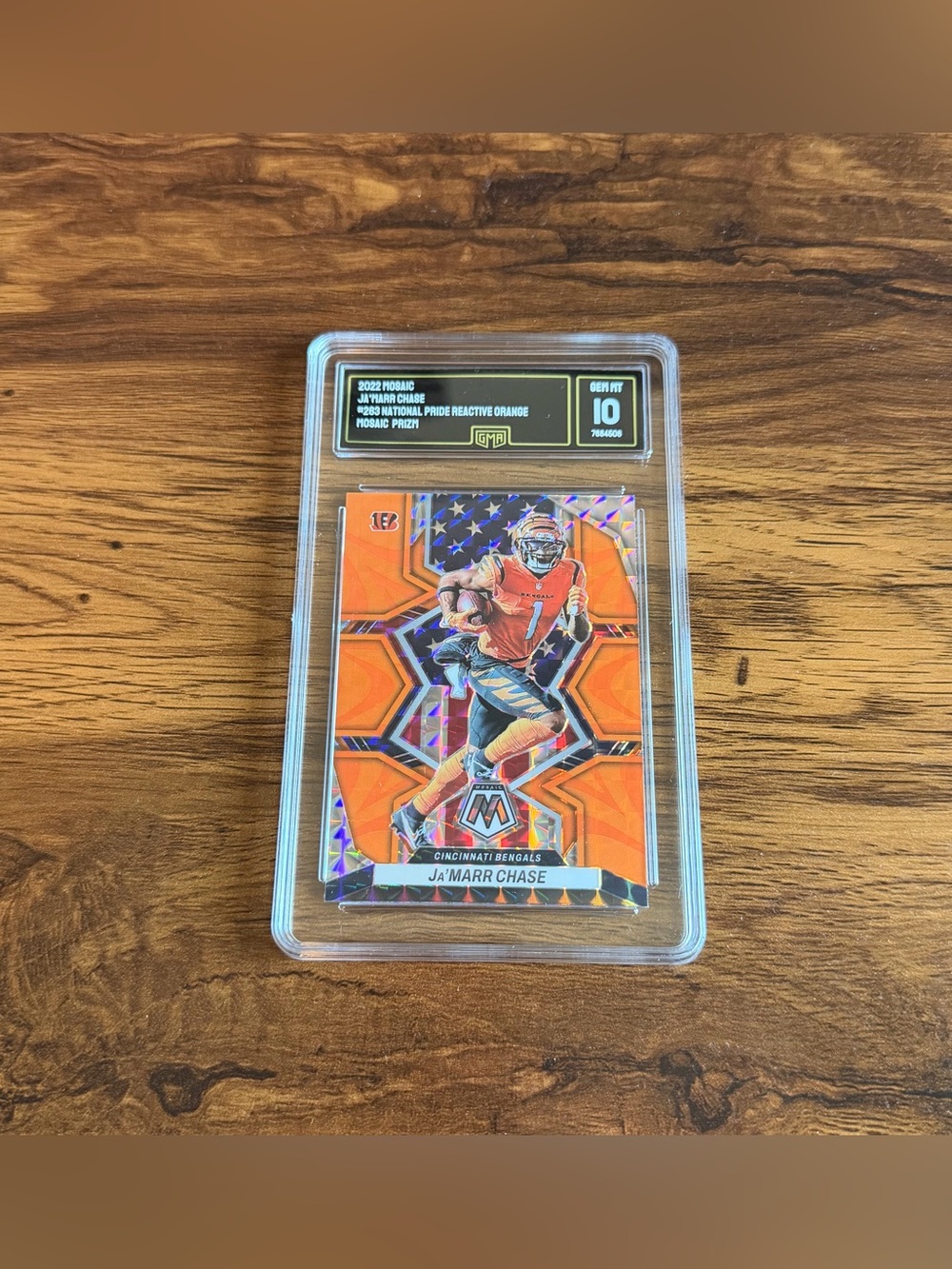 2022 Mosaic Ja’Marr Chase National Pride Reactive Orange GMA 10